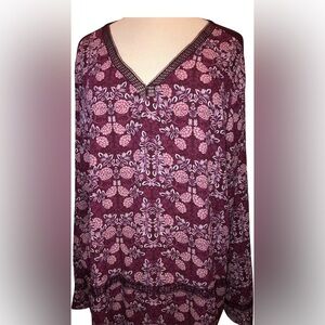 Great Northwest Indigo Ladies Burgundy Top Size 2X